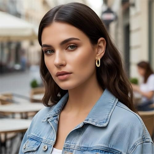 14K Gold Earrings for Women 20mm/25mm/30mm Gold Hoop Earrings Gold X-shaped Huggie Earrings thumbnail 7