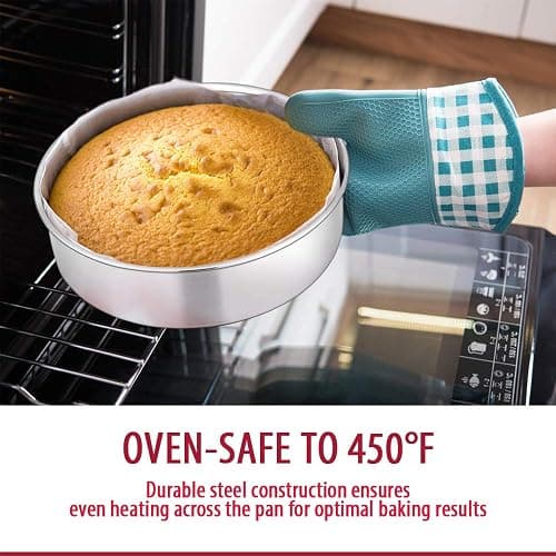 E-far 12-Piece Stainless Steel Bakeware Sets, Metal Baking Pan Set Include Round Cake Pans, Square/Rectangle Baking Pans with Lids, Cookie Sheet, Loaf/Muffin/Pizza Pan, Non-toxic & Dishwasher Safe thumbnail 4
