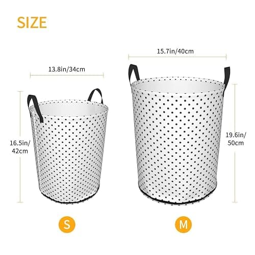 Large Laundry Basket, Modern Black and White Polka Dot Laundry Hamper Bag 19.6" Collapsible Washing Bin With Handles for College Dorm, Family Essentials Storage thumbnail 3