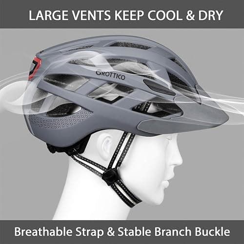 Adult-Men-Women Bike Helmet with Light - Mountain Road Bicycle Helmet with Replacement Pads & Detachable Visor thumbnail 5