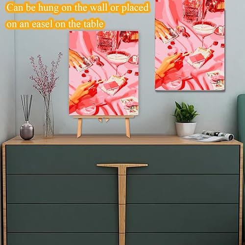 MXCFZX Vintage Poker Paint by Numbers kit for Adults/Beginner Framed - Small Easy Acrylic Paint by Number Kits on Advanced Canvas 12x16 in, Retro Funny Drinks Paint Crafts for Home Decor with Framed thumbnail 4