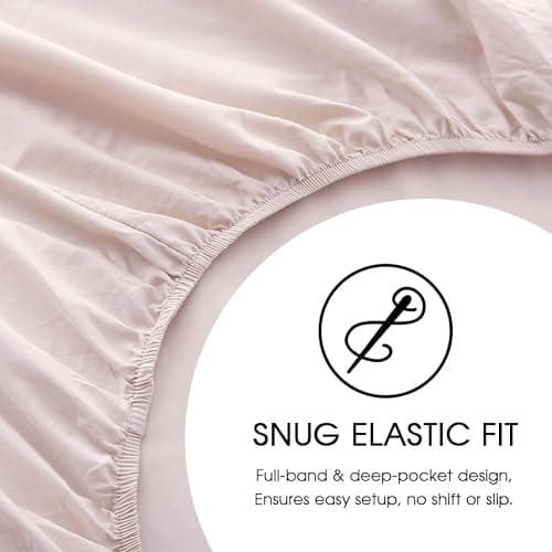 HYPREST Extra Deep Pocket Queen Sheet Sets Fits 18"-24" in Deep Mattress -100% Cotton Queen Sheet Set,Pink Hotel Luxury Soft Wrinkle Free Cooling Sheet Sets for Queen Bed Deep Pocket thumbnail 8