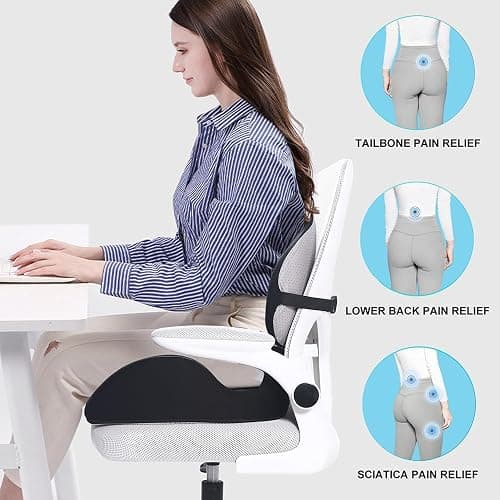 Lexeme X Large Memory Foam Seat Cushion Lumbar Support Pillow for Sciatica & Tailbone Pressure Relief Coccyx Pad for Office Chair, Car,Wheelchair,Home,Office thumbnail 7