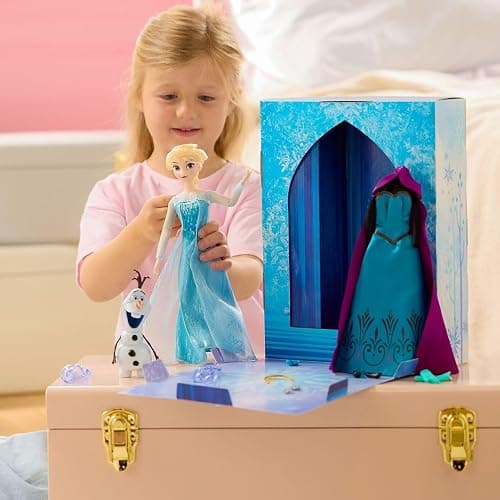 Disney Store Official Elsa Story Doll (Blue Dress) - 11 Inches - Includes Coloring Book and Additional Dress, Princess Doll in Classic Outfit, Disney Princess Toys for Girls thumbnail 2