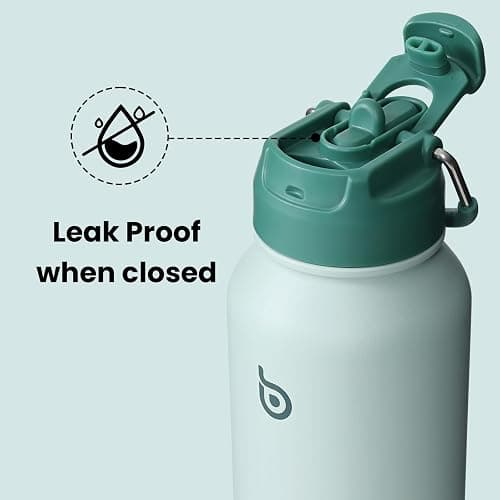 BOTTLE BOTTLE Insulated Water Bottle 950ml(32oz) Stainless Steel Sports Water Bottles with Straw Dual-use Lid Drink Flask Design for Gym with Pill Box (Green) thumbnail 6