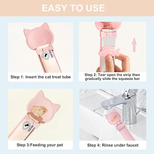 PETPAWLOVELY-1PCS Cat Treat Spoon Squeeze,Cat Strip Feeder spoon,Multi-Function Dispenser spoon,Easy Feeding Spoon for Licky Treats,Pet Food Spoon for Wet Food(Pink) thumbnail 4