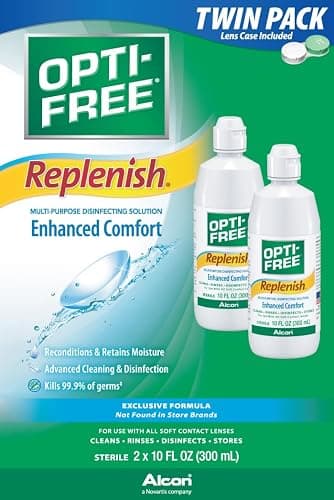 Opti-Free Replenish Multi-Purpose Contact Lens Cleaning and Disinfecting Solution with Lens Case, 10 FL OZ (Pack of 2) thumbnail 2