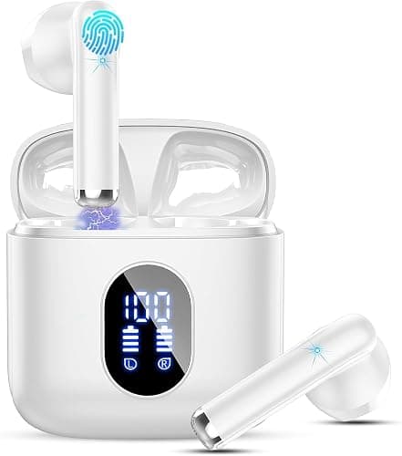Wireless Earbuds, Bluetooth Headphones V5.4 Stereo Bass Ear Buds with ENC Noise Cancelling Mics,30H Bluetooth Earbuds with LED Display Charging Case, IP7 Waterproof Earphones for Android iOS【Mini】 - Image 1