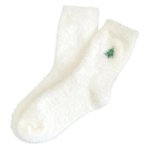 CUTEZING Fuzzy Socks Plush Sleep Cozy Winter Warm Christmas Tree Soft Hospital Fluffy Socks Gifts for Womens Mens Home Sleeping Mink Sock - Image 1