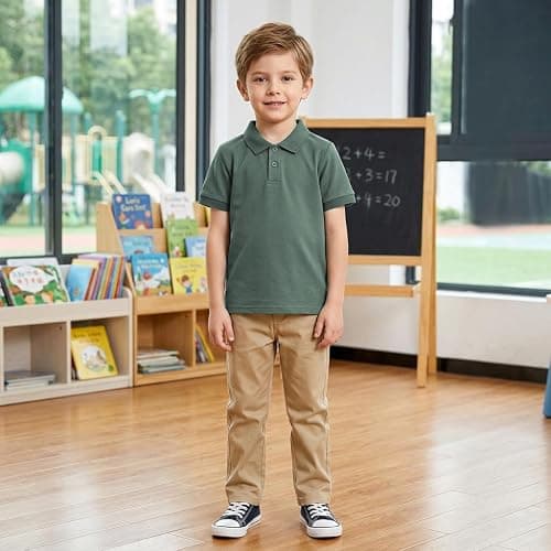 CUNYI Boys' Cotton Pique Polo Shirts Uniform Short Sleeve Tops thumbnail 3
