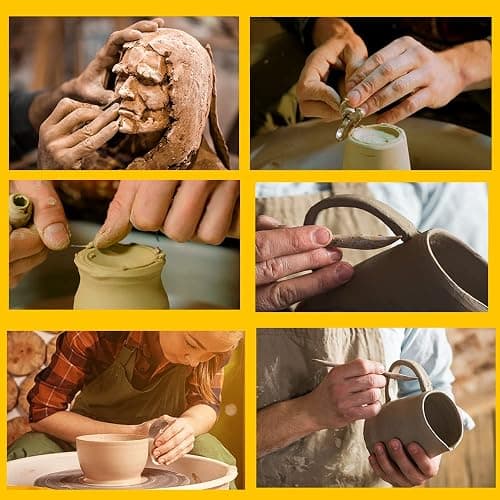 Pottery Clay Sculpting Tools for Polymer, Yagugu 19Pcs Basic Wood Ceramics Carving Tool Supplies kit Accessories for Kids, Adults and Artists Modeling Shaping Building for Art&Craft thumbnail 3