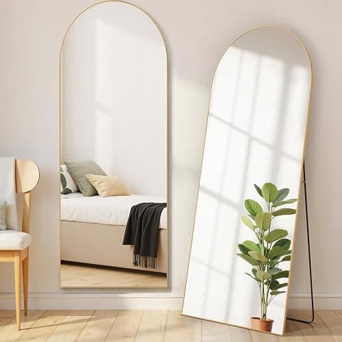 Arched Mirror Full Length, Upgraded 21"x64" Body Wall Mirrors with Shatter-Proof Glass, Floor Standing, Hanging or Leaning, Large Tall Arch Mirror with Stand Aluminum Alloy Frame for Bedroom Cloakroom - Image 1
