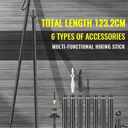 Sakerplus Collapsible Tactical Hiking Trekking Pole, Tactical Walking Stick, Survival Hiking Staff & Trekking Pole, Lightweight Aluminum Gear for Outdoor Adventures, Camping, Hunting thumbnail 2