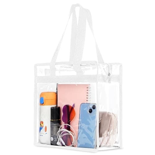Hoiny Clear Bag for Stadium Events Approved, 12x6x12 Large Transparent Tote Bag with Zipper for Gym Concert Sports Festivals - Image 1