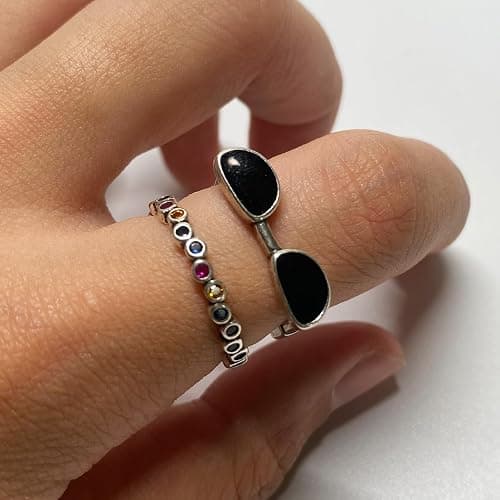 CH.yishi Handmade 925 Sterling Silver Ring Adjustable Stacking Ring Vintage Statement Ring Personalized Jewelry for Women & Men thumbnail 4