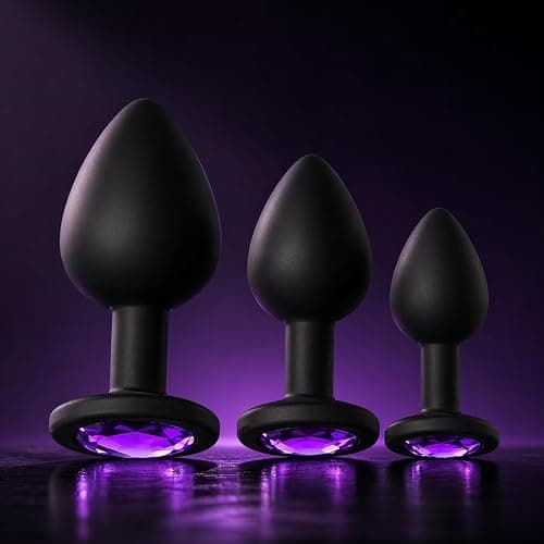Anal Sex Trainer 3PCS Silicone Jeweled Butt Plugs, Eastern Delights Anal Sex Toys Kit for Starter Beginner Men Women Couples, Black thumbnail 7