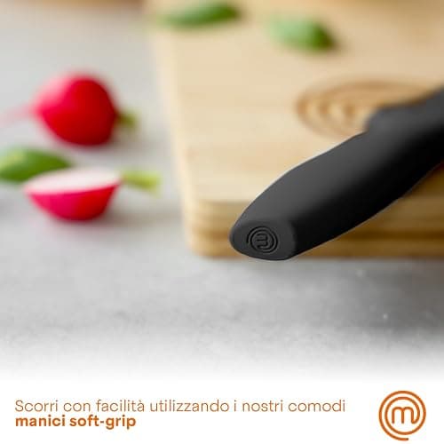 MasterChef Set Coltelli da Cucina con Ceppo Universale, Portacoltelli con Lama Affilato per Pane, Carne, Verdure e altro, Acciaio Inox, Prova di Calore, Manici Neri, 5 Pezzi, Nero thumbnail 8