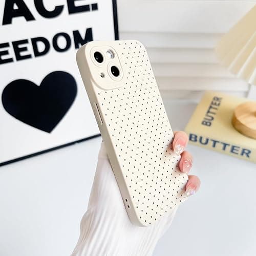 NITITOP Compatible with iPhone 15 Case Cute Aesthetic Little Polka Dots Pattern Design for Women Men Girls Soft TPU Shockproof Stylish Full Camera Protective Phone Cover - White Black thumbnail 7
