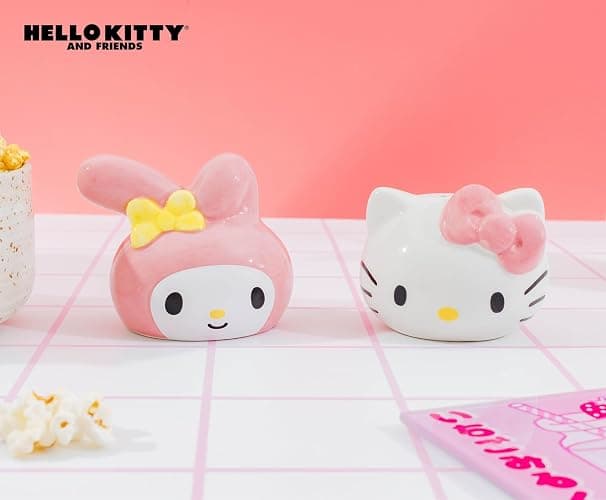 Silver Buffalo Sanrio Hello Kitty And My Melody 3D Sculpted Ceramic Salt and Pepper Shaker Set thumbnail 7