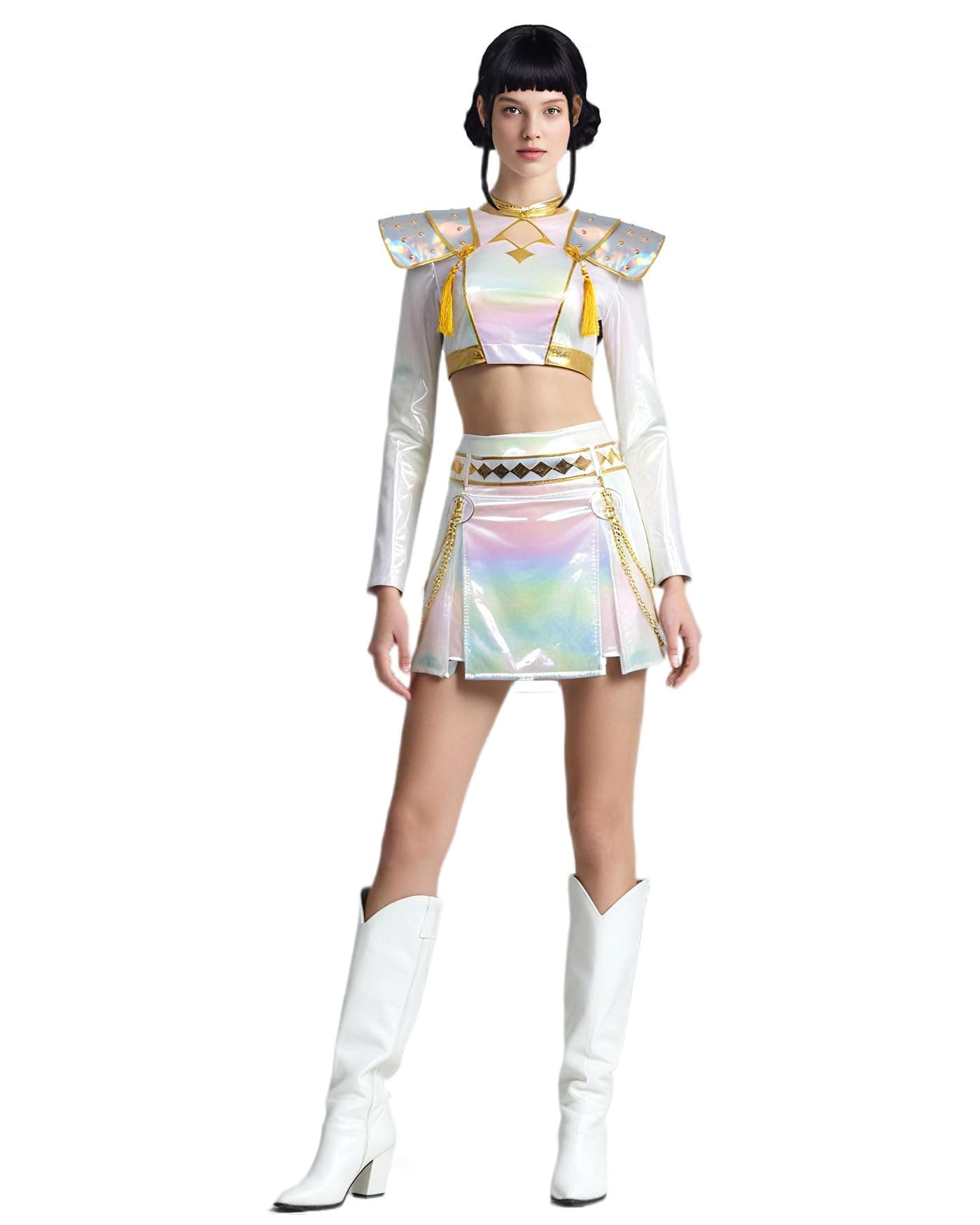 Women's Demon-Hunting Stage Costume, K-Pop Idol Mira/Zoey/Rumi Performance Outfits, Anime Character Cosplay Full Set for Halloween - X-Large - Zoey - Image 1