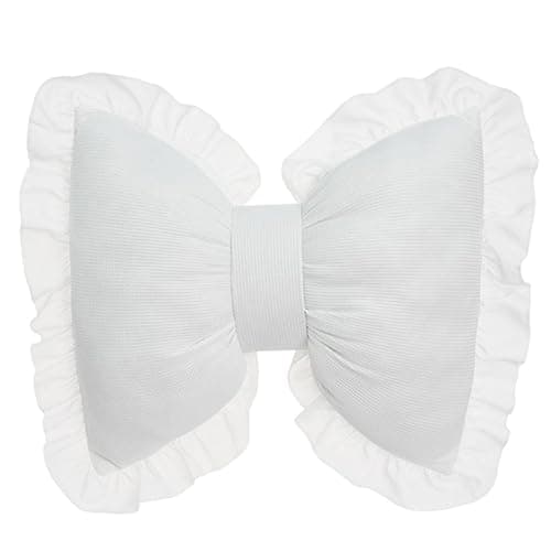 Milageto Cute Bow Cushion Soft Bow Pillow Throw Pillow Ornament Home Furnishing Crafts Back Cushion Decorative Pillows Bow Decor Pillow for Farmhouse Sofa Car Living Room Bedroom, White - White thumbnail 7
