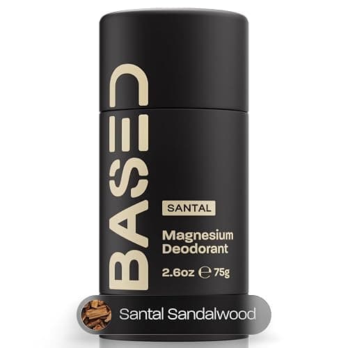 BASED Performance Deodorant For Men, All Day Odor Protection, Aluminum Free with Magnesium, Beeswax & Shea Butter, Paraben-Free, Naturally-Derived Santal Sandalwood Scent - Image 1