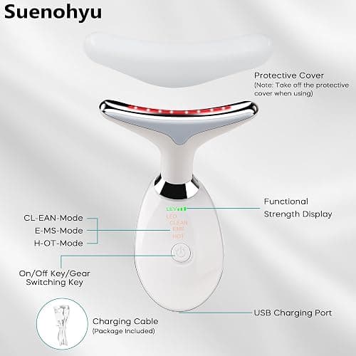 Red Light Therapy for Face, 7 Color LED Facial Light Therapy Wand for Skin Care at Home Blue Light Therapy Face Massager Tool for Neck (White) thumbnail 7