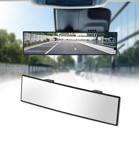 HmmtyRack Panoramic Car Rear View Mirror Universal Extender Convex 12 Inch | Chrome Anti-glare Clip on Mirrors Wide Angle Large Rearview Mirror Interior Accessory to Reduce Blind Spot for Car SUV Trucks - Image 1