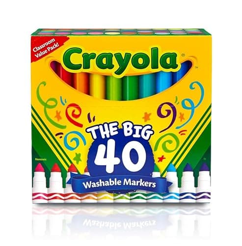 Crayola Ultra Clean Washable Markers (40ct), Colored Markers for Kids, Coloring Book Marker Set, Stocking Stuffers for Kids, Christmas & Holiday Gifts, Ages 3+ thumbnail 2