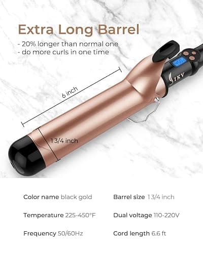 1 3/4 Inch Extra Long Barrel Curling Iron, 1.75 Large Barrel for Long Hair Ceramic Tourmaline thumbnail 5