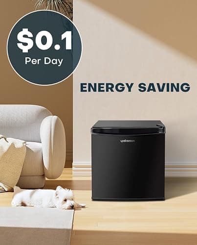 Upstreman 1.7 Cu.ft Mini Fridge with Freezer, Dorm Essentials, Adjustable Thermostat, Energy Saving, Low Noise, Single Door Compact Refrigerator for Dorm, Office, Bedroom, Black-FR17 thumbnail 7