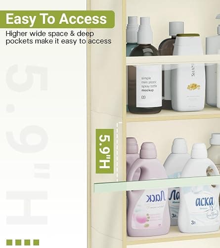 AOODA 2 Pack Over the Door Organizer, Large Capacity Closet Door Hanging Organizer, Clear Deep Pockets Baby Storage for Nursery, Bathroom, Bedroom, Pantry, Diapers (Light Yellow) thumbnail 4