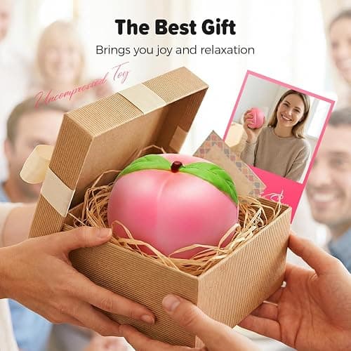 Peach Squishy, 2026 New Soft Stress Relief Squeeze Charm, Kawaii Decor for Home & Office, Relaxing Sensory Fidget for Daily Use (Pink, 3 Pack) thumbnail 8