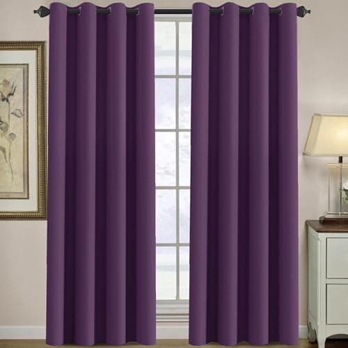 H.VERSAILTEX Thermal Insulated Blackout Window Curtains for Bedroom/Living Room Ultra Soft and Smooth Innovated Microfiber Grommet Curtains - Solid in Plum Purple (One Panel), 52" W x 84" L - Image 1