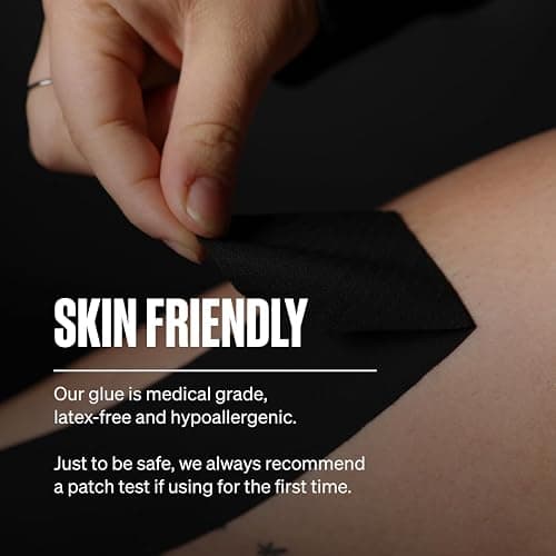 SPORTTAPE Kinesiology Tape, 5cm x 5m, Black - Waterproof, Hypoallergenic | Water Resistant, Hypoallergenic Physio Tape for Muscle Injury Recovery, Sports Strapping, Knee Pain, Joint Support & Blisters thumbnail 3