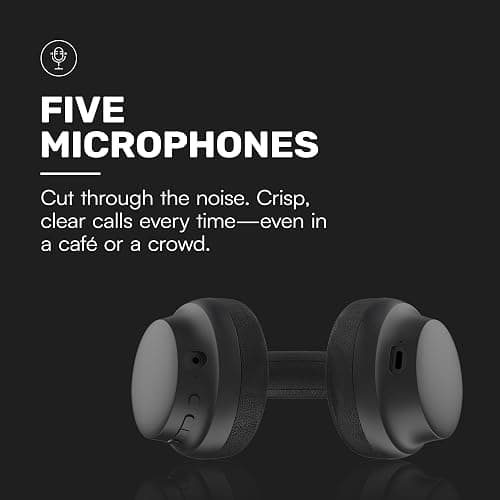 Raycon Essential Headphones - Wireless Bluetooth Over Ear Headphones, with Active Noise Cancelling, 5 Built in Microphones, IPX4 Water-Resistant & 50 Hours Battery Life (Blue) thumbnail 6