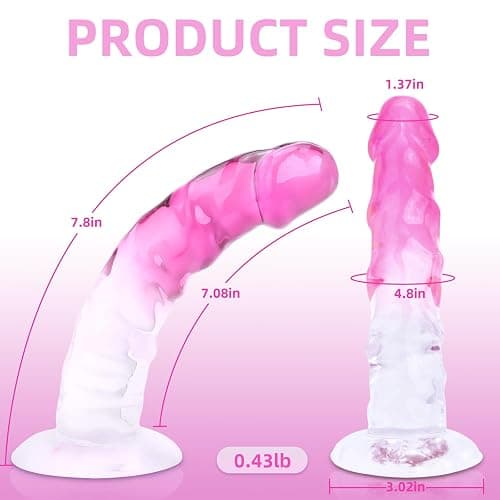 Sex Toy Realistic Pink Dildo for Women - TUFEEL G Spot Adult Toys, Gradient Clear Penis with Strong Suction Cup, Soft Lifelike Dick for Beginner & Couples Anal Vaginal Sexy Play, Strap-on Pleasure thumbnail 2