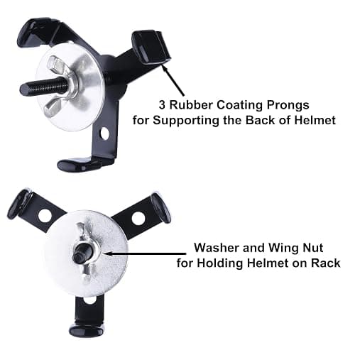Hidden Football Helmet Wall Mount Display, Heavy Duty Metal Hanger Holder for Full and Mini Helmets, Floating Football Helmet Shelf Case Stand, Hardwares Included, Black, Pack of 2 thumbnail 6