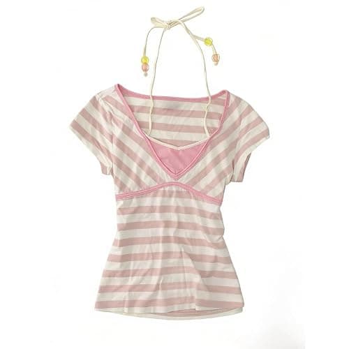 Kawaii Cutecore Harajuku Y2k 2000s Tops Summer Preppy Aesthetic Alt Goth Emo Short Sleeve Graphic Tees - Image 1