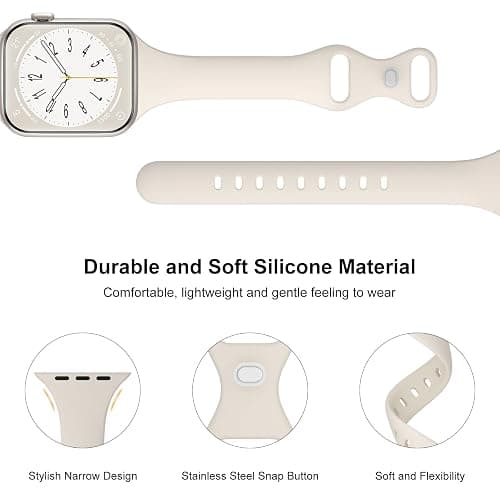 6 Pack Thin Bands Compatible with Apple Watch Band 38mm 40mm 41mm 42mm 44mm 45mm 46mm 49mm Women Men, Sport Silicone Strap Slim Wristband for iWatch Series 11 10 9 8 SE 7 6 5 4 3 2 1 Ultra thumbnail 3