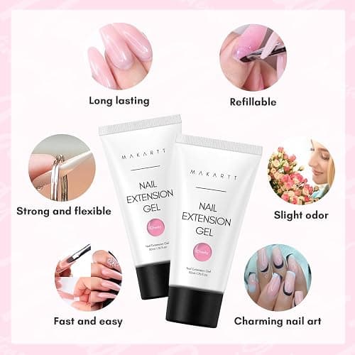 Makartt Poly Nail Gel 50ML Builder, Daisy Pink, Long-Lasting Easy-Use Gel for DIY Salon Quality thumbnail 4