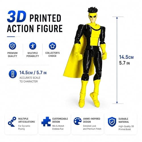 Glory Keep Assembly Completed T13 Action Figure 3D Printed Multi-Jointed Movable,Lucky 13 Action Figures,Multi-Articular Dummy 13 Action Figures,Desktop Decorations thumbnail 3