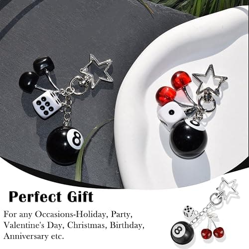 Agamino 8 Ball Keychain, Aesthetic Keychain Bag Charms with Key Ring Decor for Bag, Purse, Car Keys, Handbags thumbnail 5