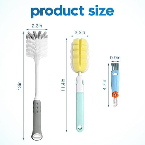 Bottle Brush Cleaner Set for Bottles, Cups and Straws Cleaning, 14 Pack | Long Handle Bottle Brushes | Sponge Brush | 3-in-1 Lid Cup Cleaning Brush | Straw Brushes in Assorted Diameters thumbnail 2