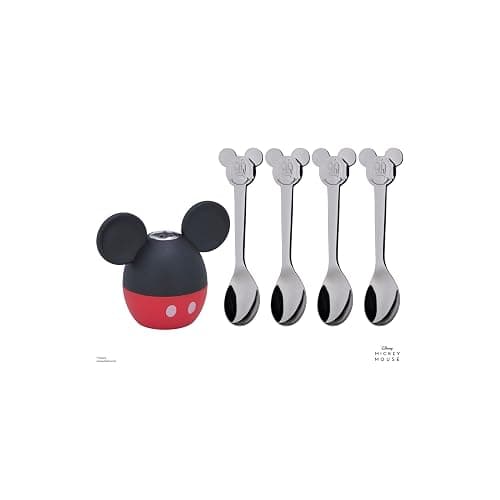 WMF Disney Mickey Mouse Lot de 5 salières avec 4 cuillères en Acier Inoxydable Poli Cromargan Passe au Lave-Vaisselle - Image 1