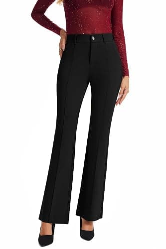 FUNYYZO Dress Work Pants Women's Stretchy Bootcut Leg Button Slacks Trousers with Pockets Casual Outfits thumbnail 4