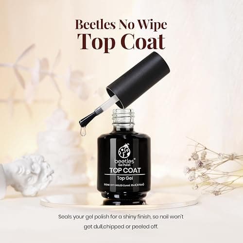 beetles Gel Polish No Wipe Gel Top Coat - Clear Color Top Coat Gel Nail Polish Shine Finish and Long Lasting, Soak Off Nail Lamp, 15ml Christmas Nails Gifts for Girls thumbnail 8