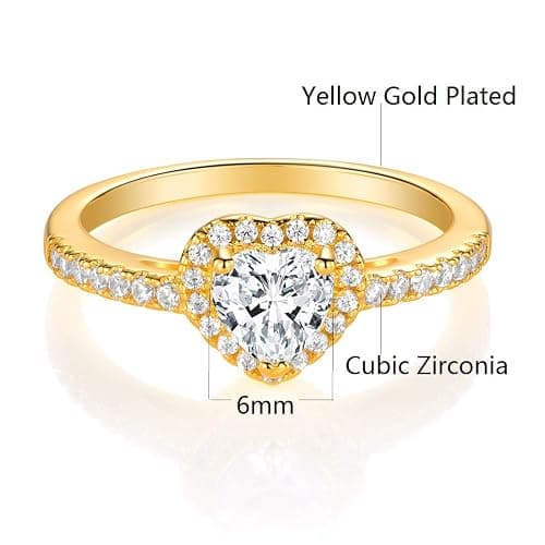 MDFUN Luxurious 18k Gold Plated Cubic Zirconia Wedding Engagement Rings Eternity Bridal Band Halo Rings thumbnail 2
