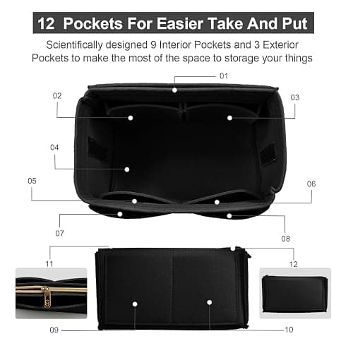 OMYSTYLE Purse Organizer Insert, Felt Tote Bag Organizer Insert with 5 Sizes, Handbag Dividers for Inside Purse, Compatible with Longchamp, Neverful, Speedy and More thumbnail 3