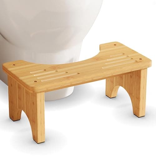 Uaniar Bamboo Toilet Stool, Wooden Squatting Potty Stool for Adults, 7 Inch Toilet Stool Squat Adult, Non-Slip Wood Poop Stool for Bathroom, Portable Toilet Foot Pooping Steps for Kids - Image 1